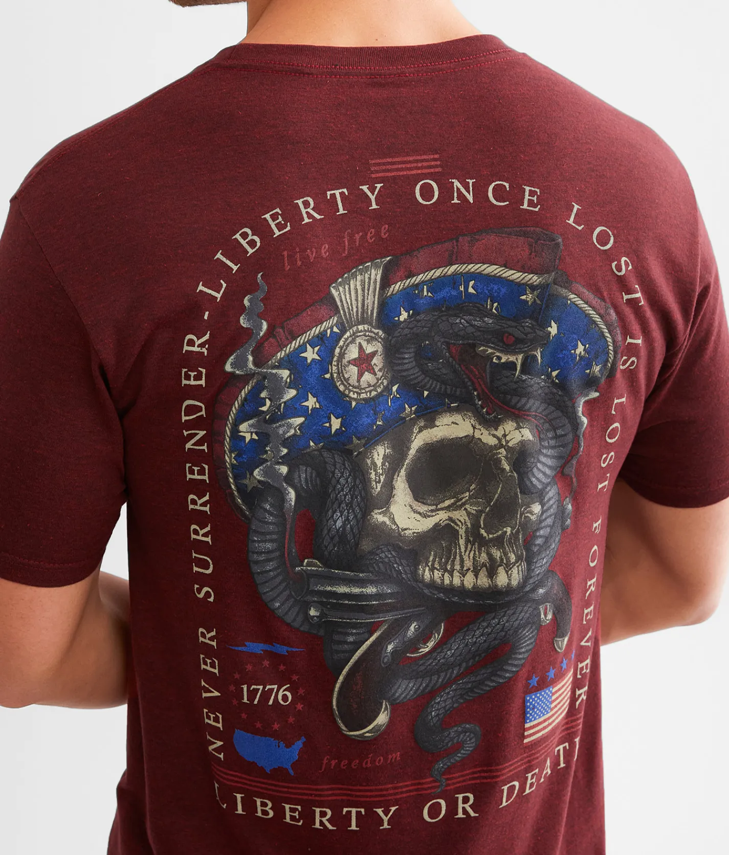 Howitzer Never Lost T-Shirt Crimson Black Heather Clearance