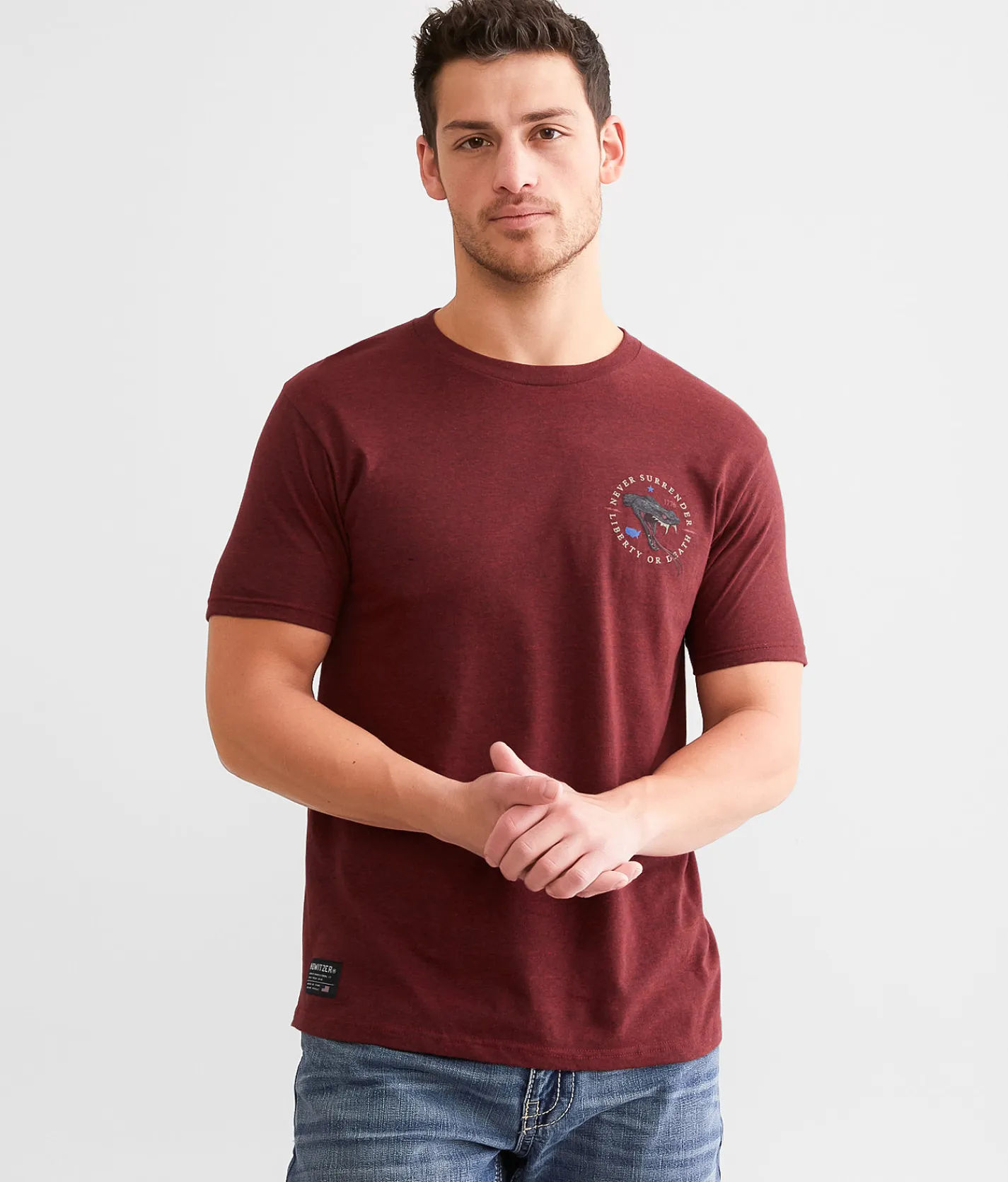 Howitzer Never Lost T-Shirt Crimson Black Heather Clearance
