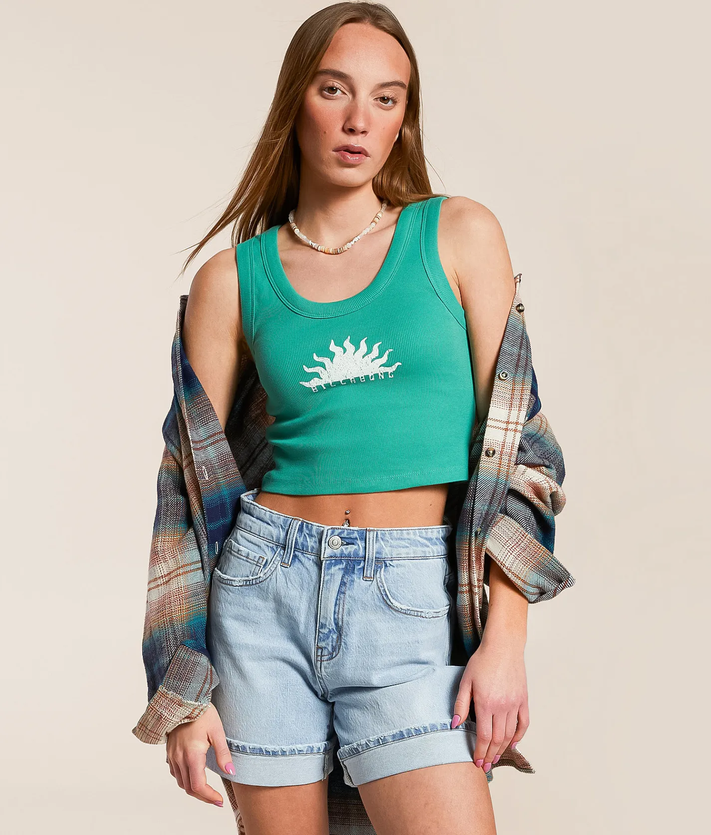 Tops | Billabong New Beginnings Cropped Tank Top Island Green