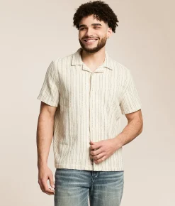 Tops | Flag & Anthem Newcomb Textured Shirt Cream Tan Black