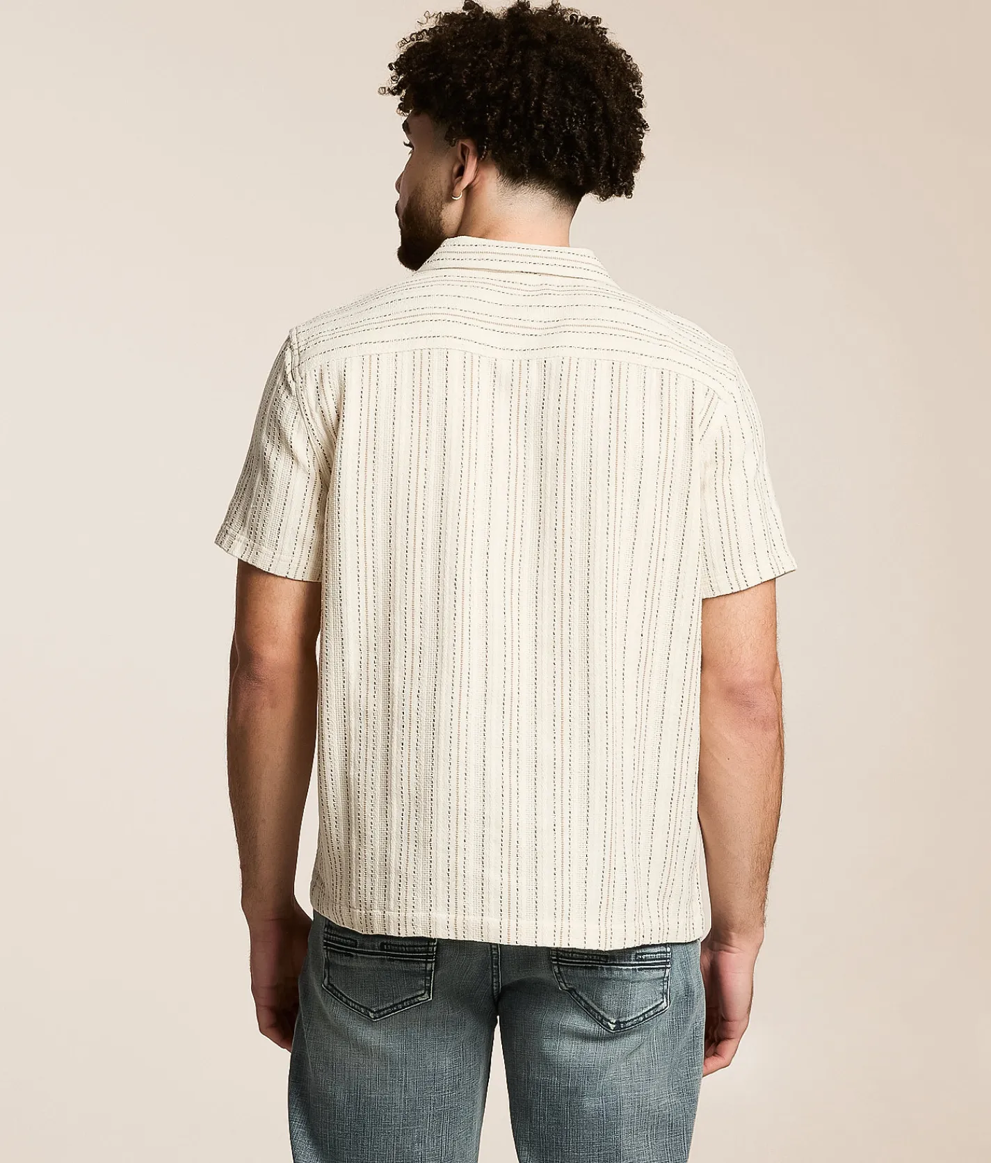 Tops | Flag & Anthem Newcomb Textured Shirt Cream Tan Black