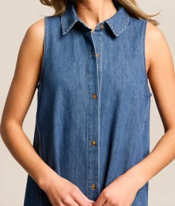 Dresses | Z Supply New Day Denim Mini Tank Dress Deep Water