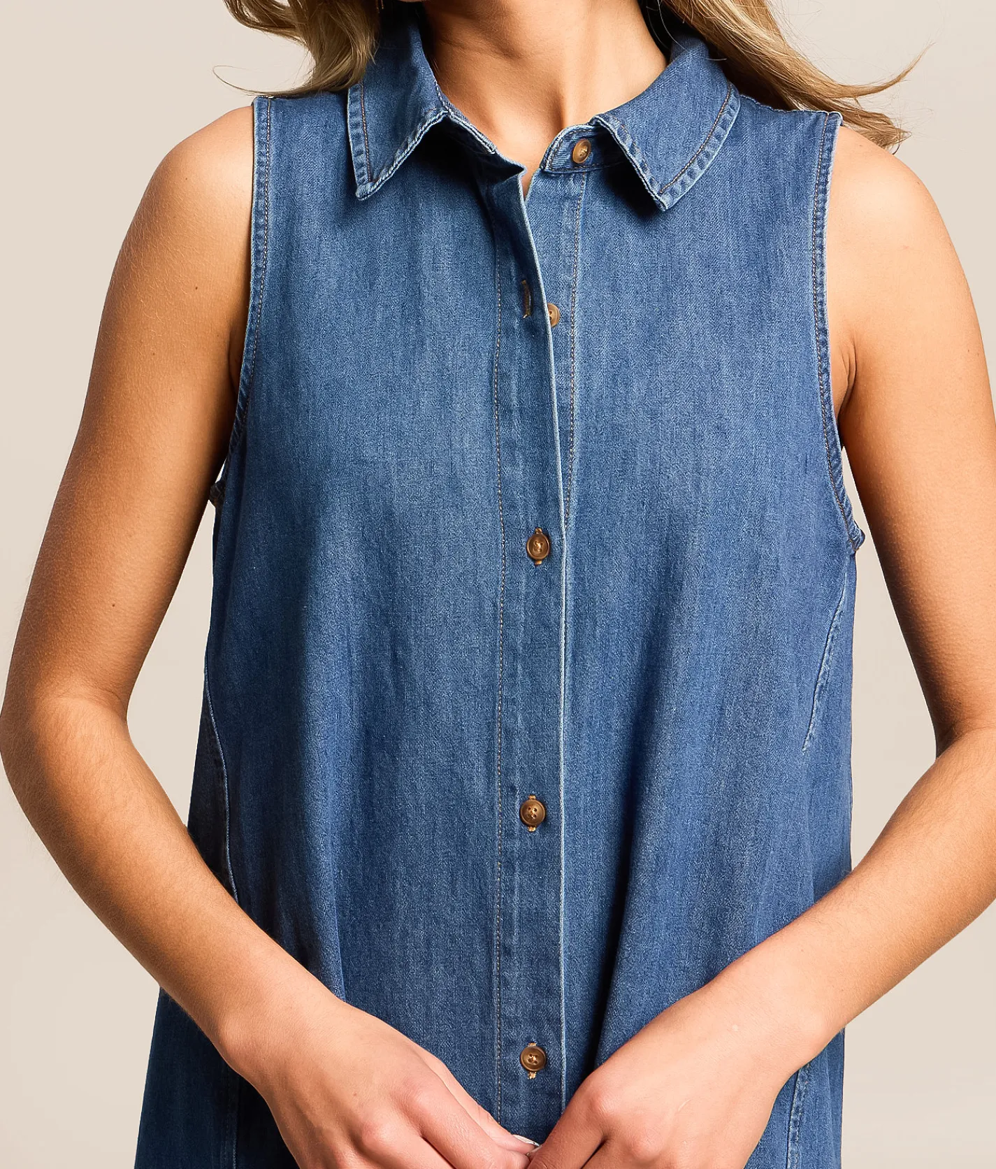 Dresses | Z Supply New Day Denim Mini Tank Dress Deep Water