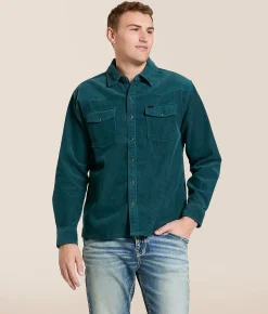 Tops | Brixton New West Corduroy Flannel Shirt Night Sage Corduroy