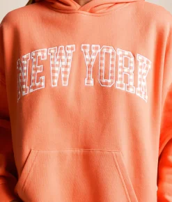 FITZ + EDDI New York Gingham Hooded Sweatshirt Coral Quartz Online