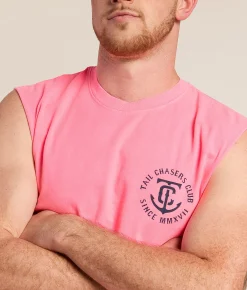 Tops | Tail Chasers Club Nice Bass Muscle Tank Top Neon Pink