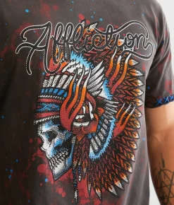 Graphic T-Shirts | Affliction Night Fire T-Shirt Vintage Black Pigment Dye