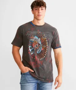 Graphic T-Shirts | Affliction Night Fire T-Shirt Vintage Black Pigment Dye