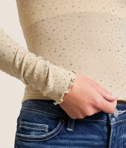 Free People Night Sky Rhinestone Top Black Hot