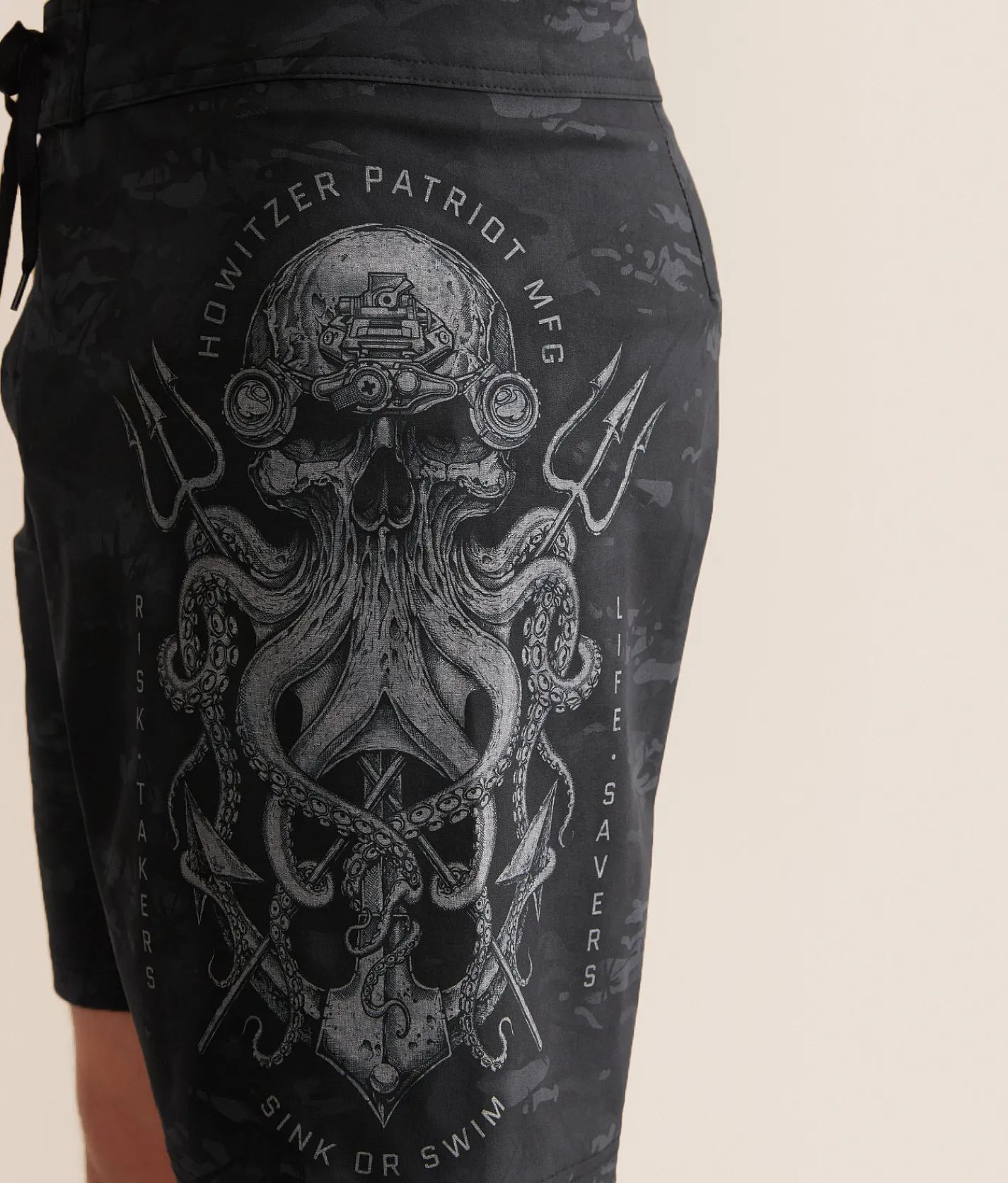 Bottoms|Swimwear | Howitzer Night Vision Stretch Boardshort Black Camo