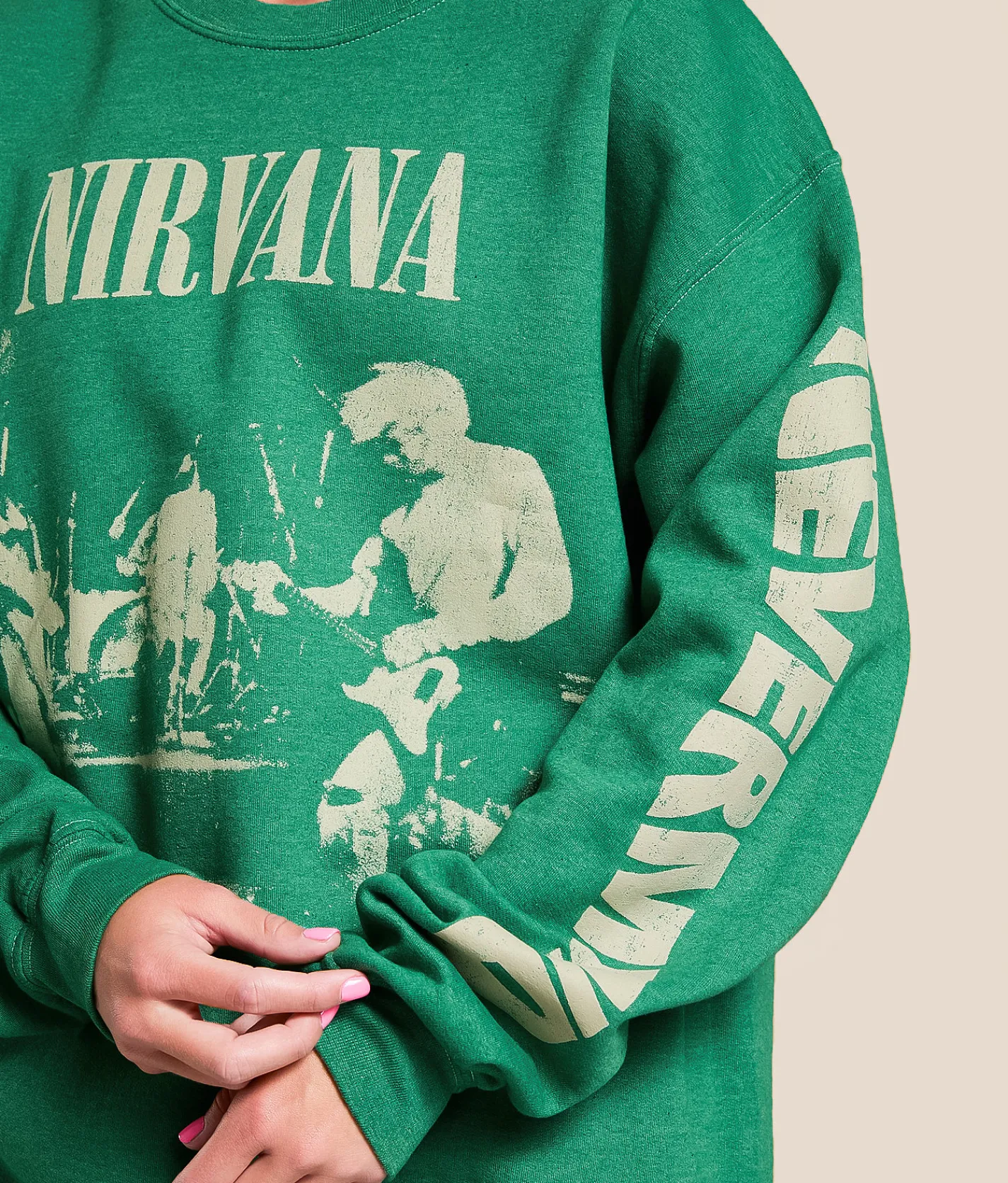 Merch Traffic Nirvana Band Pullover Bottle Green New