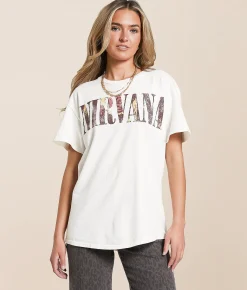 Tops | Merch Traffic Nirvana Band T-Shirt Washed Cream