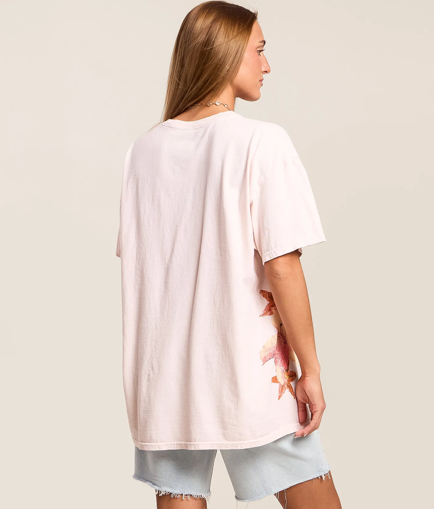Merch Traffic Nirvana Floral Oversized Band T-Shirt Light Pink Clearance