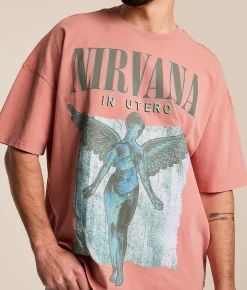 Tops|Graphic T-Shirts | Merch Traffic Nirvana In Utero Band T-Shirt Washed Coral