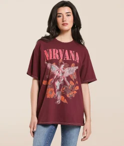Tops | Merch Traffic Nirvana Oversized Band T-Shirt Wine