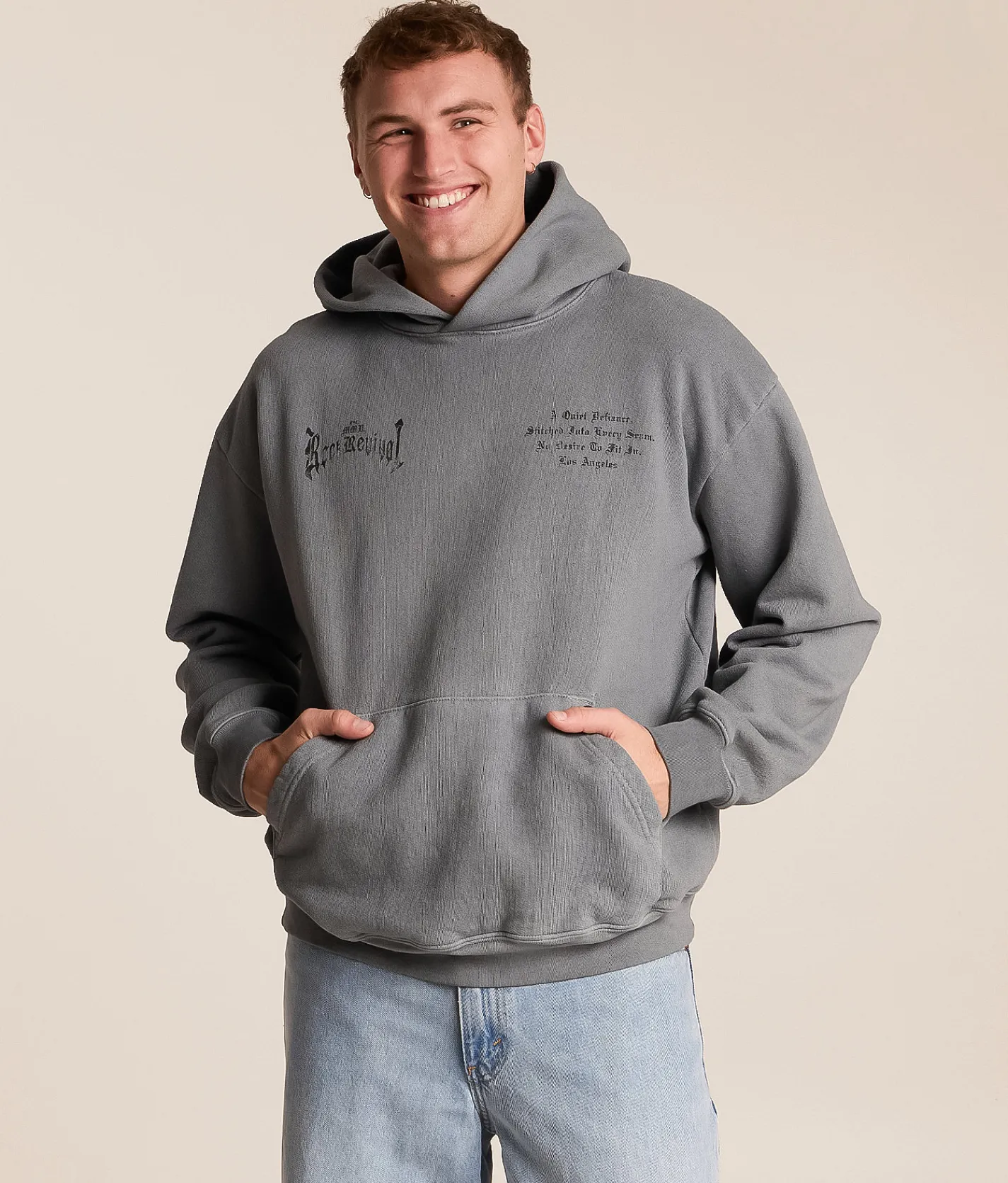 Rock Revival Noa Hooded Sweatshirt Grey New
