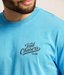 Tail Chasers Club No Bad Days T-Shirt Malibu Blue Pigment Dye Clearance