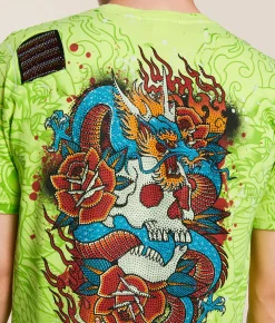 Graphic T-Shirts | Affliction Nocturnal Tide T-Shirt Optic Neon Yellow Pigment