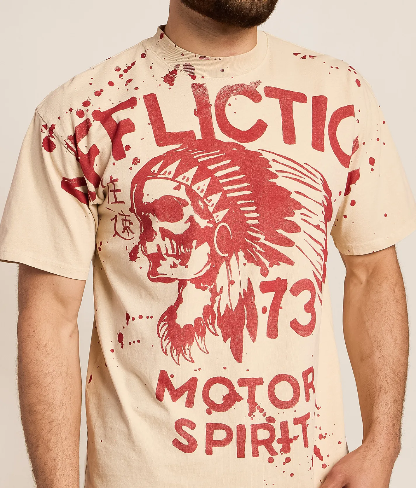 Tops|Graphic T-Shirts | Affliction No Luck Chiefs T-Shirt Bone