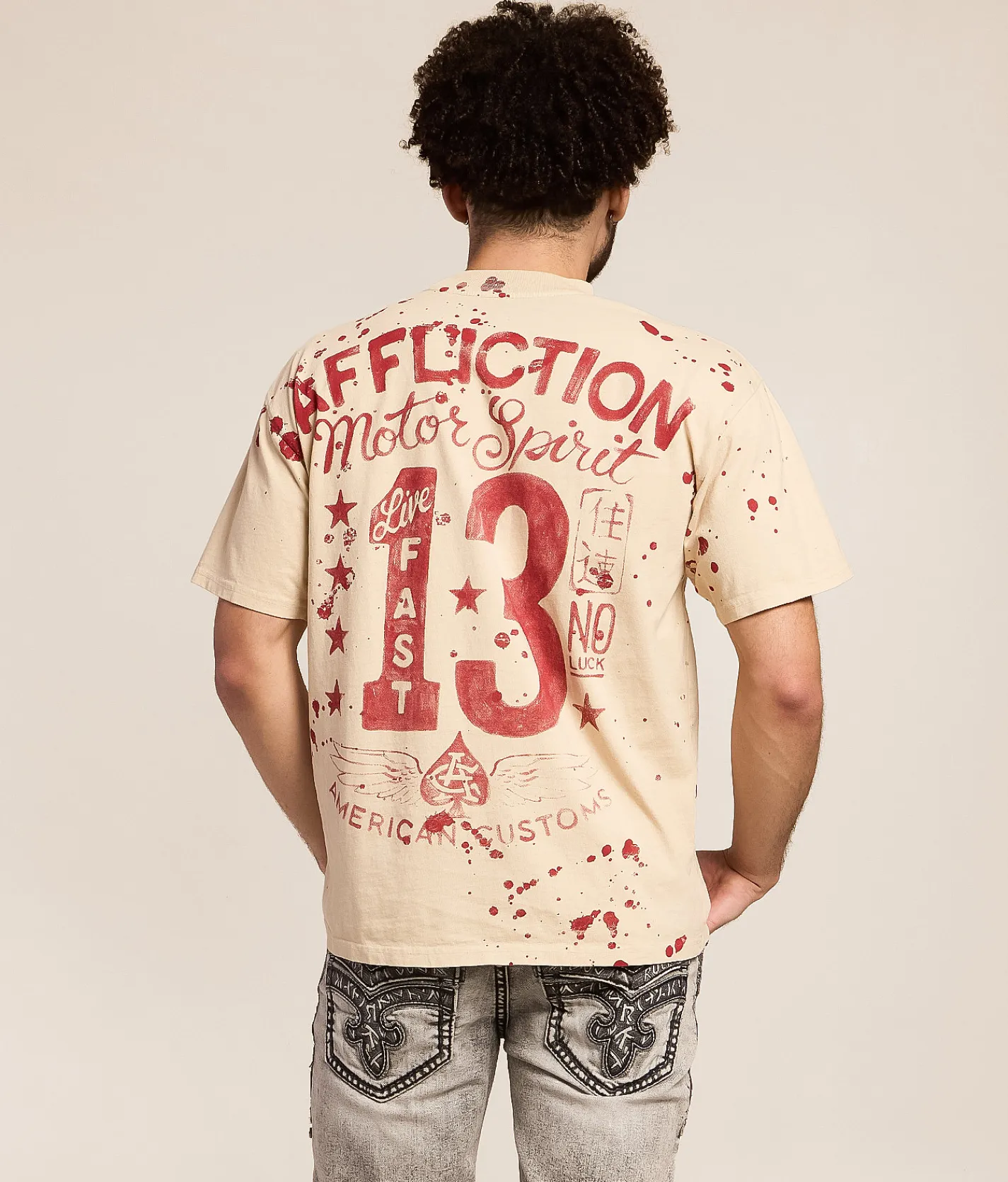 Tops|Graphic T-Shirts | Affliction No Luck Chiefs T-Shirt Bone