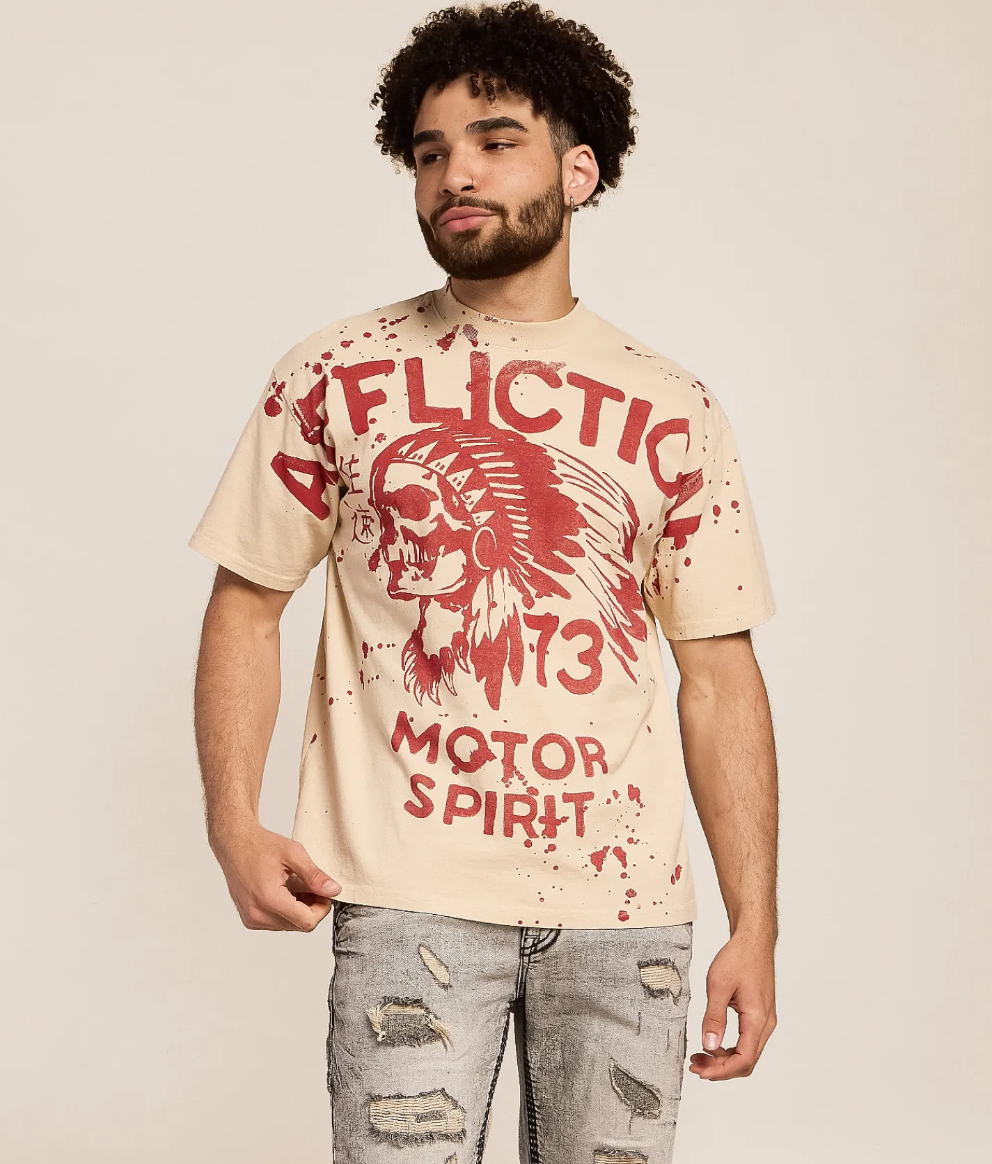 Tops|Graphic T-Shirts | Affliction No Luck Chiefs T-Shirt Bone