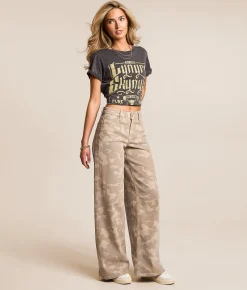 HIDDEN Nori Camo Wide Leg Stretch Jean Grey Camo