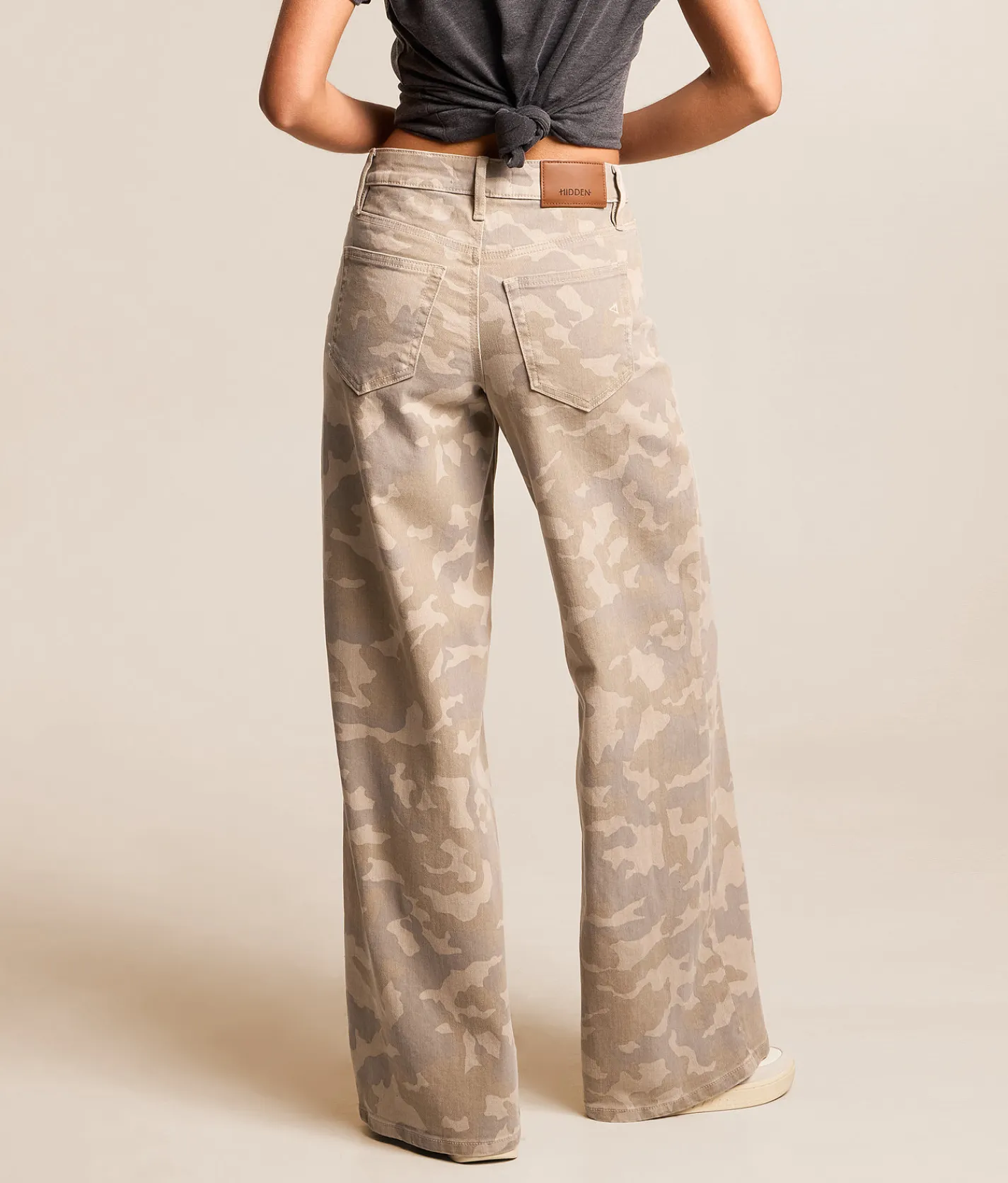 HIDDEN Nori Camo Wide Leg Stretch Jean Grey Camo