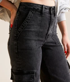 Jeans|Bottoms | HIDDEN Nori Cargo Wide Leg Stretch Jean Charcoal