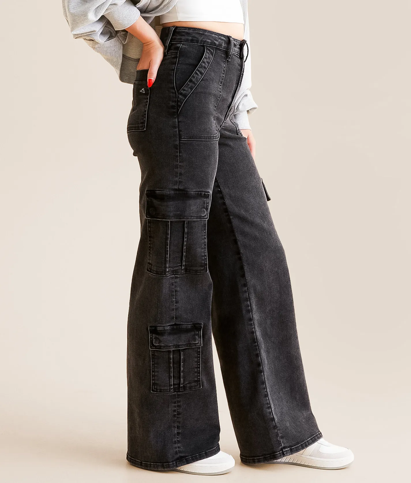 Jeans|Bottoms | HIDDEN Nori Cargo Wide Leg Stretch Jean Charcoal