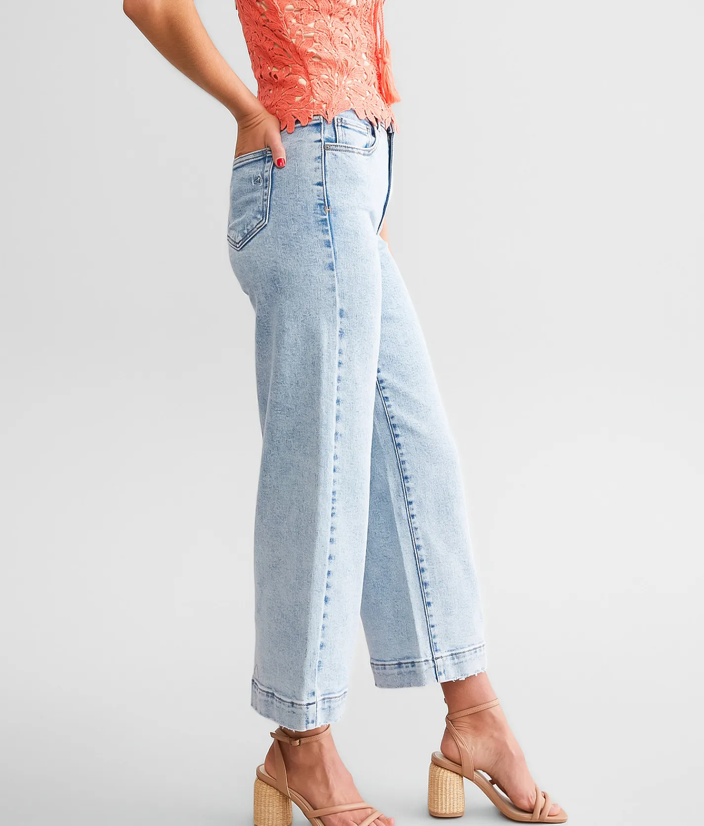 HIDDEN Nori Cropped Wide Leg Jean Light Clearance