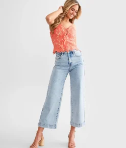 HIDDEN Nori Cropped Wide Leg Jean Light Clearance