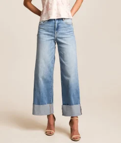Jeans|Bottoms | HIDDEN Nori Cropped Wide Leg Stretch Cuffed Jean Fremont Beach