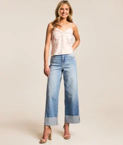 Jeans|Bottoms | HIDDEN Nori Cropped Wide Leg Stretch Cuffed Jean Fremont Beach