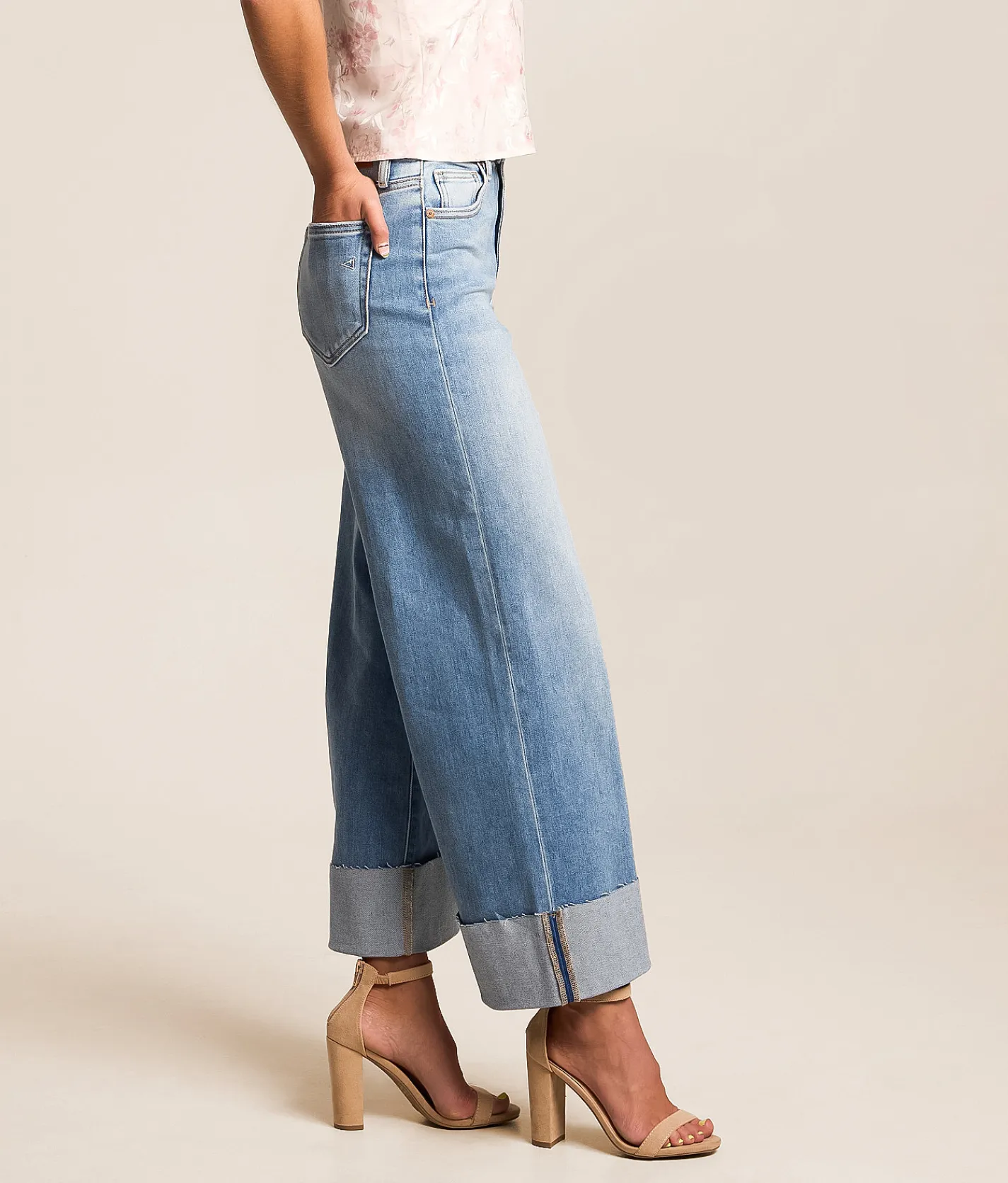 Jeans|Bottoms | HIDDEN Nori Cropped Wide Leg Stretch Cuffed Jean Fremont Beach