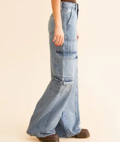 HIDDEN Nori Wide Leg Cargo Jean Light