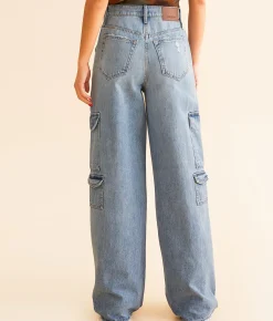 HIDDEN Nori Wide Leg Cargo Jean Light