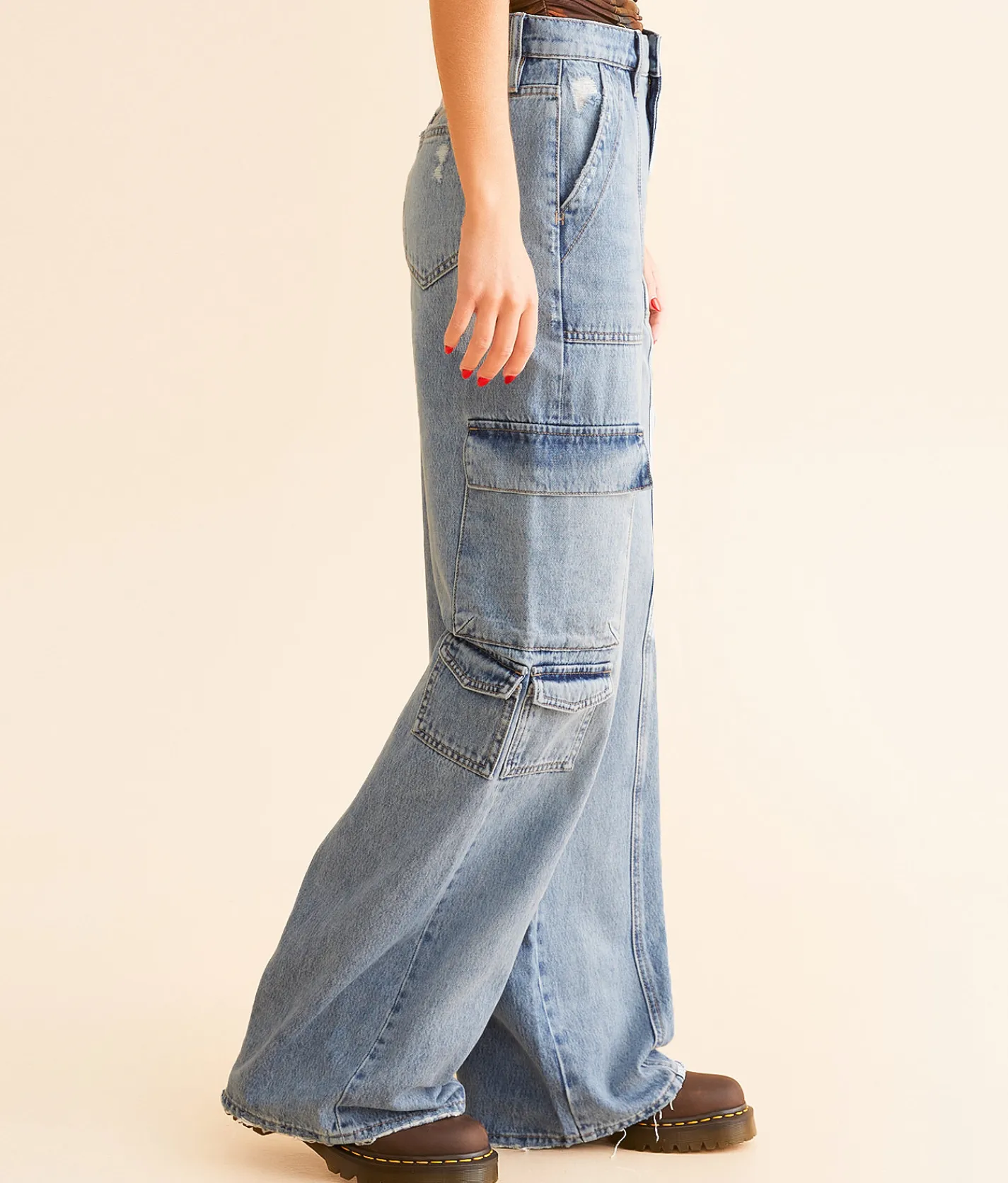 Bottoms | HIDDEN Nori Wide Leg Cargo Jean Light