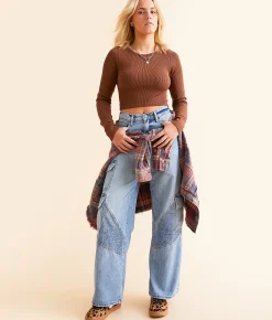 HIDDEN Nori Wide Leg Moto Cargo Jean Medium Light Online
