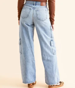HIDDEN Nori Wide Leg Moto Cargo Jean Medium Light Online