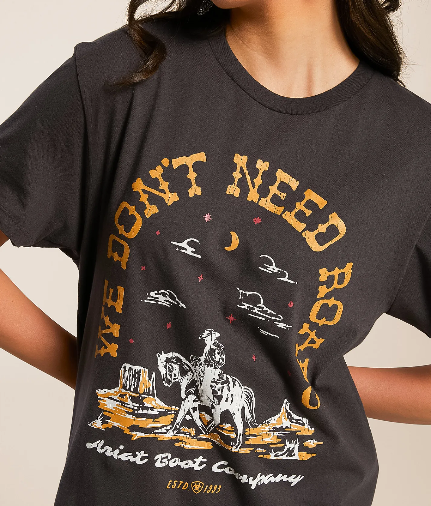 Ariat No Roads Boyfriend T-Shirt Vintage Black Clearance