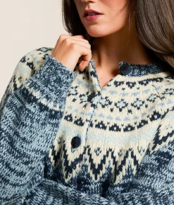 Z Supply North Sea Fairisle Cardigan Sweater Blue Velvet Heather Online