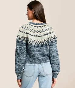 Z Supply North Sea Fairisle Cardigan Sweater Blue Velvet Heather Online