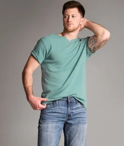 Tops | BKE Notch Neck T-Shirt Mineral Blue