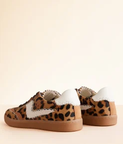 Dolce Vita Notice Stitch Leather Sneaker Dk Leopard New