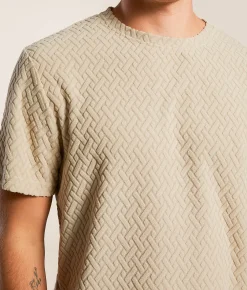 Tops | Nova Industries Nubby Fleece Textured T-Shirt Beige