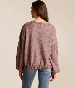 Tops | Daytrip Nubby Lace Top Twilight Mauve
