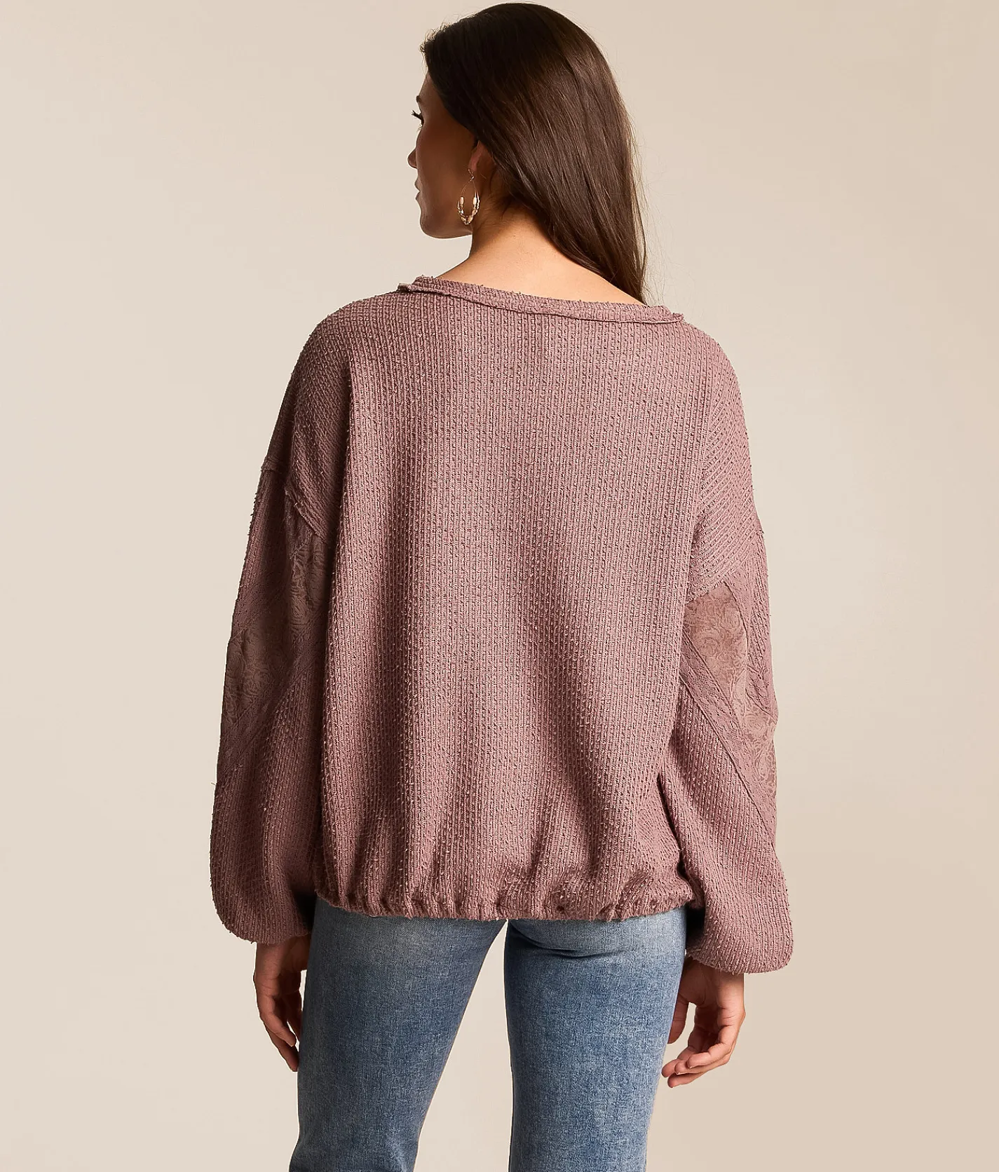 Tops | Daytrip Nubby Lace Top Twilight Mauve