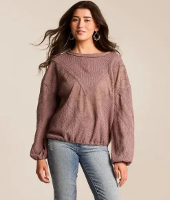 Tops | Daytrip Nubby Lace Top Twilight Mauve