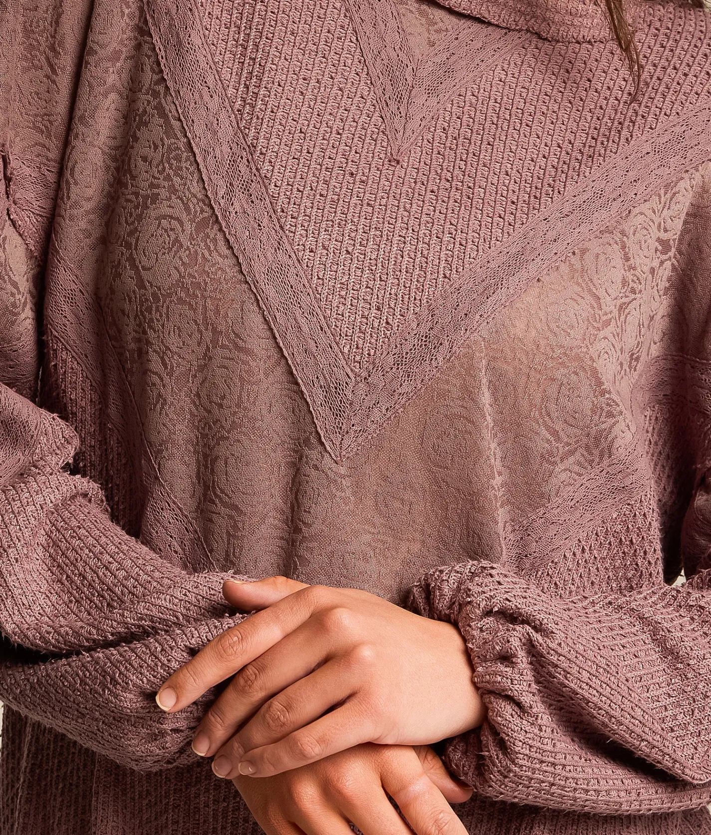 Tops | Daytrip Nubby Lace Top Twilight Mauve