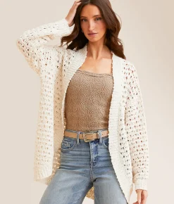 Tops | BKE Nubby Popcorn Cardigan Sweater Cream